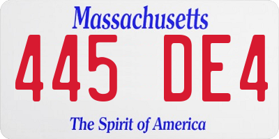 MA license plate 445DE4