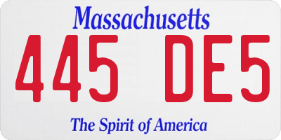 MA license plate 445DE5