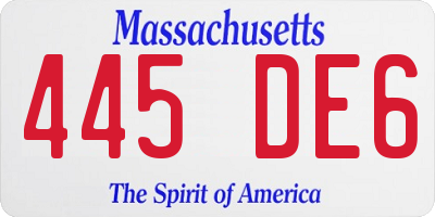 MA license plate 445DE6