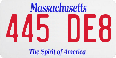 MA license plate 445DE8