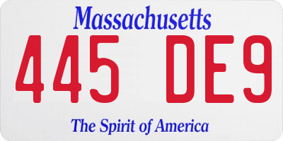 MA license plate 445DE9
