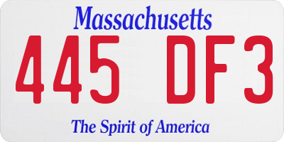 MA license plate 445DF3