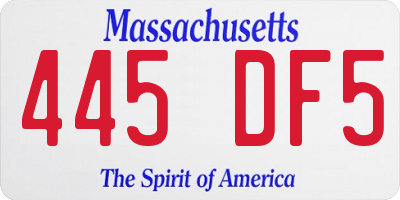 MA license plate 445DF5