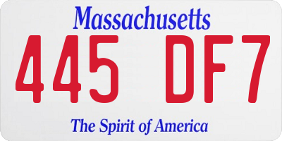 MA license plate 445DF7