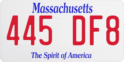 MA license plate 445DF8
