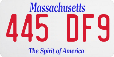 MA license plate 445DF9