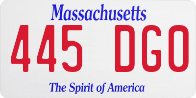 MA license plate 445DG0