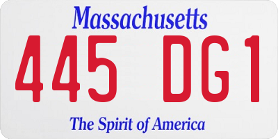 MA license plate 445DG1