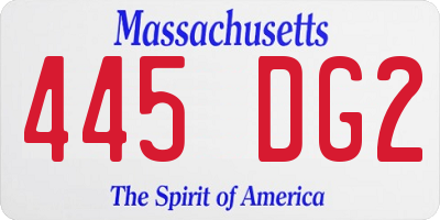 MA license plate 445DG2