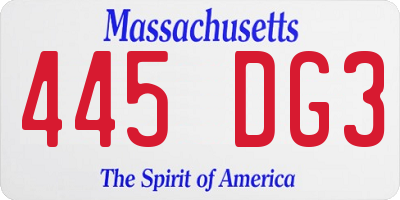 MA license plate 445DG3
