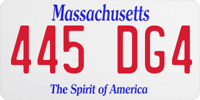 MA license plate 445DG4
