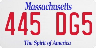 MA license plate 445DG5