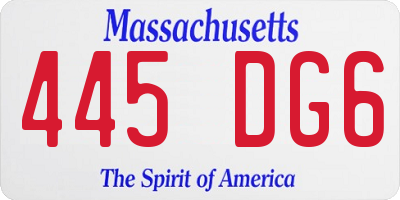 MA license plate 445DG6