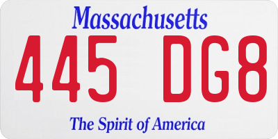 MA license plate 445DG8