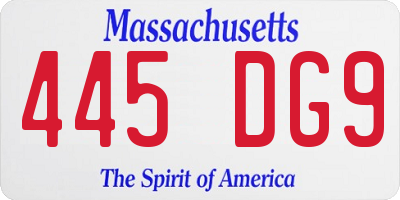 MA license plate 445DG9
