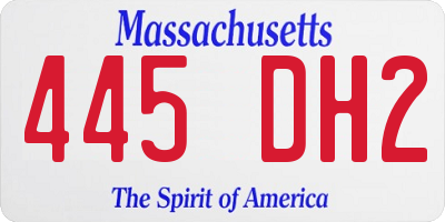 MA license plate 445DH2