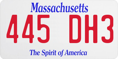 MA license plate 445DH3