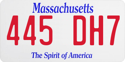 MA license plate 445DH7