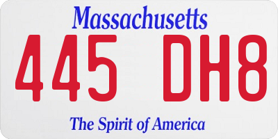 MA license plate 445DH8