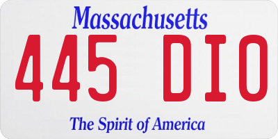 MA license plate 445DI0