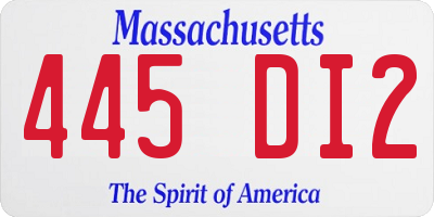 MA license plate 445DI2