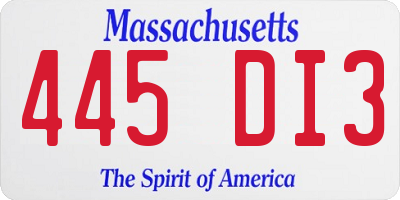 MA license plate 445DI3
