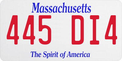 MA license plate 445DI4
