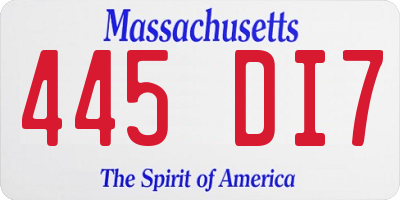 MA license plate 445DI7