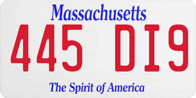 MA license plate 445DI9