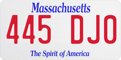 MA license plate 445DJ0