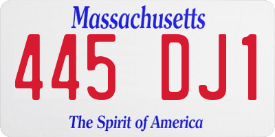MA license plate 445DJ1