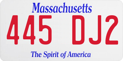 MA license plate 445DJ2