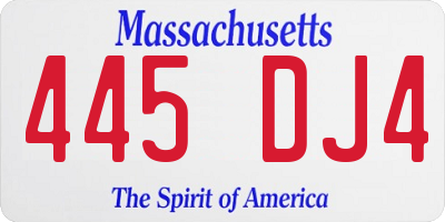 MA license plate 445DJ4