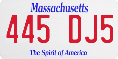 MA license plate 445DJ5