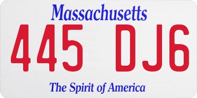 MA license plate 445DJ6