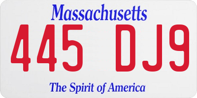 MA license plate 445DJ9