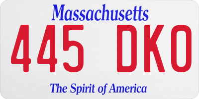 MA license plate 445DK0