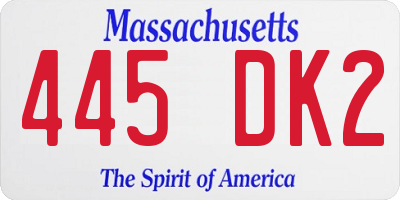MA license plate 445DK2
