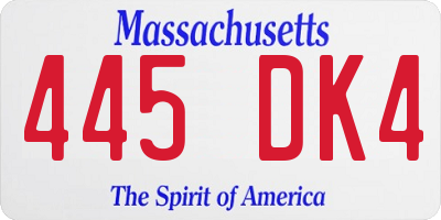 MA license plate 445DK4