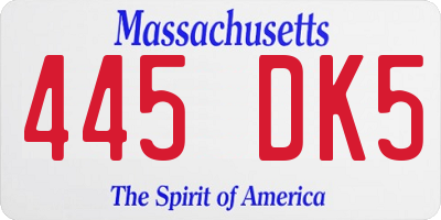 MA license plate 445DK5
