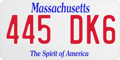MA license plate 445DK6