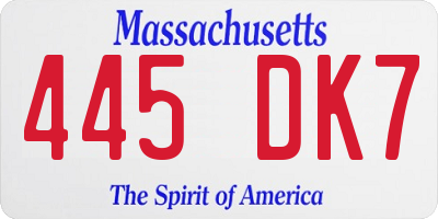 MA license plate 445DK7