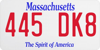 MA license plate 445DK8