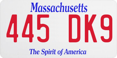 MA license plate 445DK9