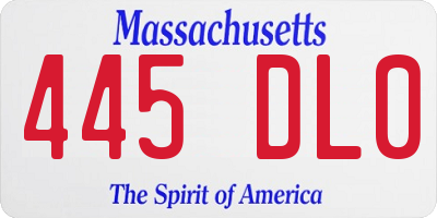 MA license plate 445DL0