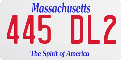 MA license plate 445DL2