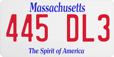 MA license plate 445DL3