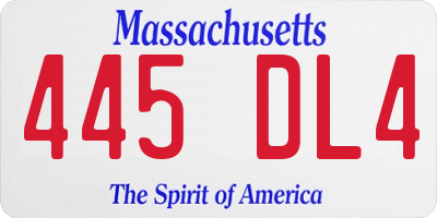 MA license plate 445DL4