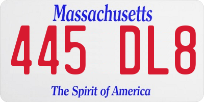 MA license plate 445DL8
