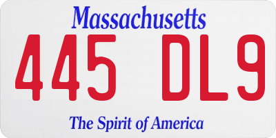MA license plate 445DL9